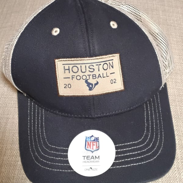 NFL Houston Texans Trucker Hat One Size Navy Beige Patch Adjustable