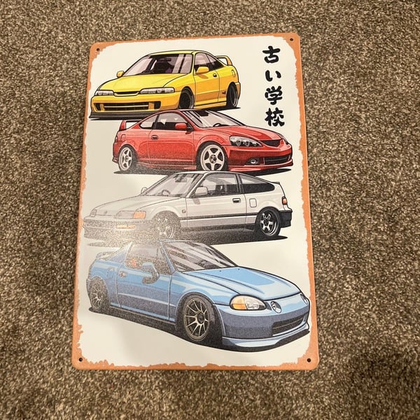 JDM Mix Civic CRX Integra Metal Tin Sign Vintage