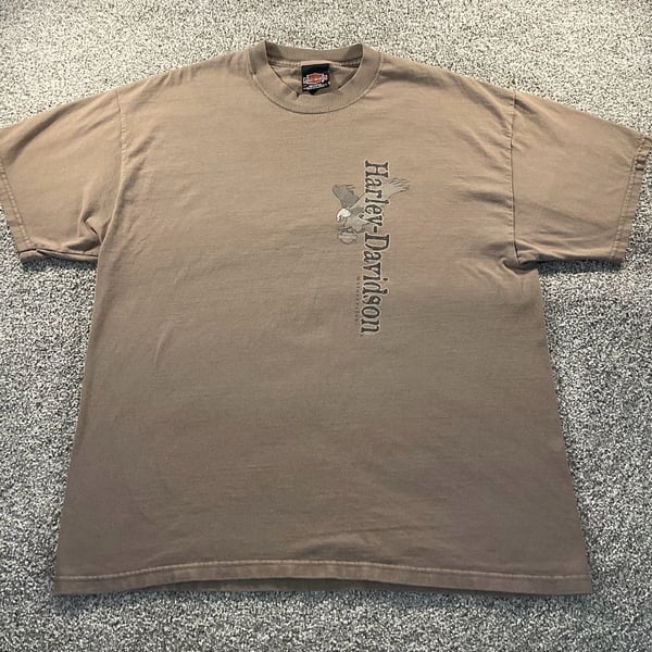Vintage Harley Davidson Dakota Minot ND T-Shirt XL Brown Eagle Rules The Road