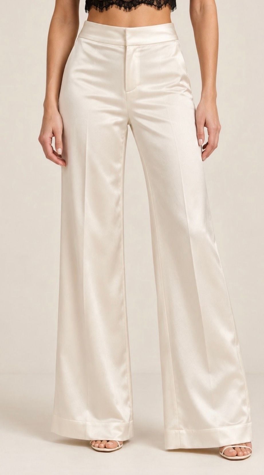 Alice + Olivia Dylan sayin wide leg pants Ivory size 6.. inseam 34 2
