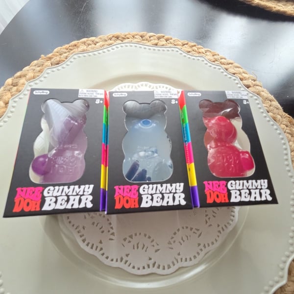 Set of 3 - Schylling NeeDoh Gummy Bear Fidget Toy Red
