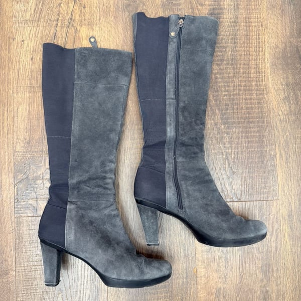 Geox D54G9C Size 42 Gray Suede Heeled Boots