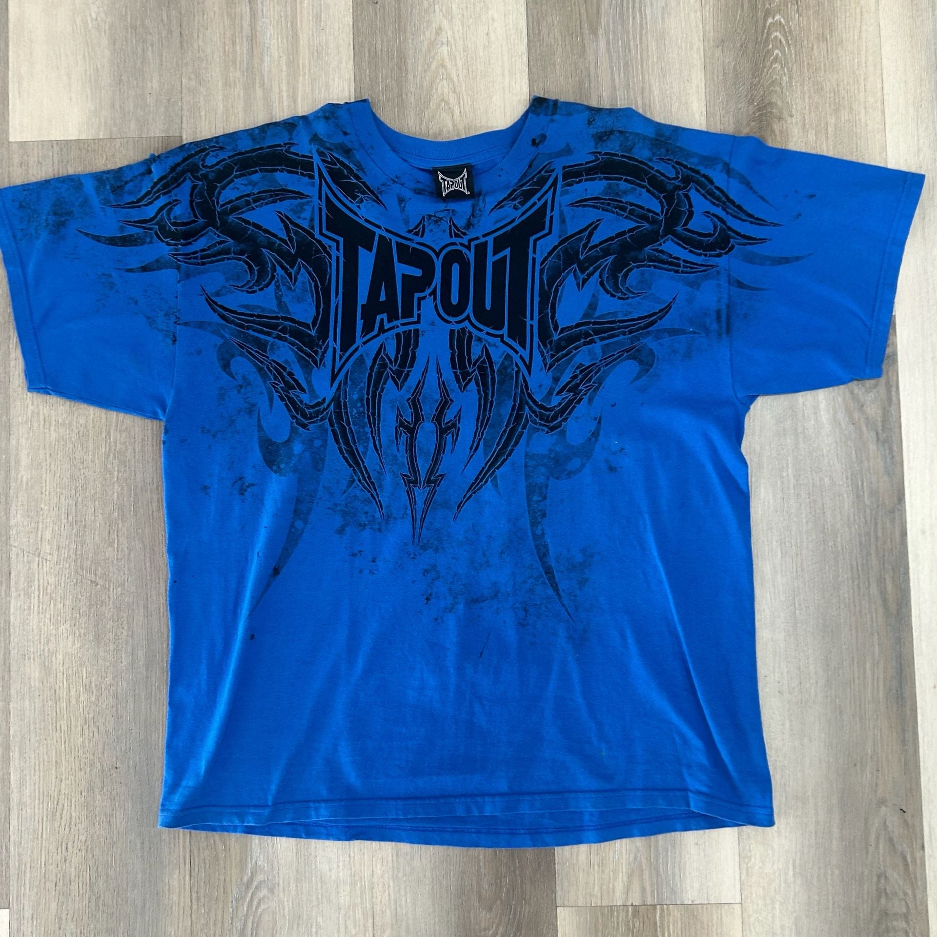 Tapout Tribal Graphic T-Shirt Blue Y2K Retro 2