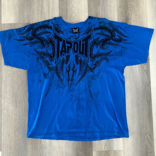 Tapout Tribal Graphic T-Shirt Blue Y2K Retro