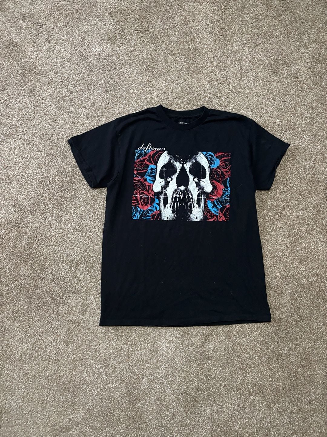 Modern Y2K Deftones Skull Roses Band T-Shirt Size MD Black Alternative Metal Rock Tee 2