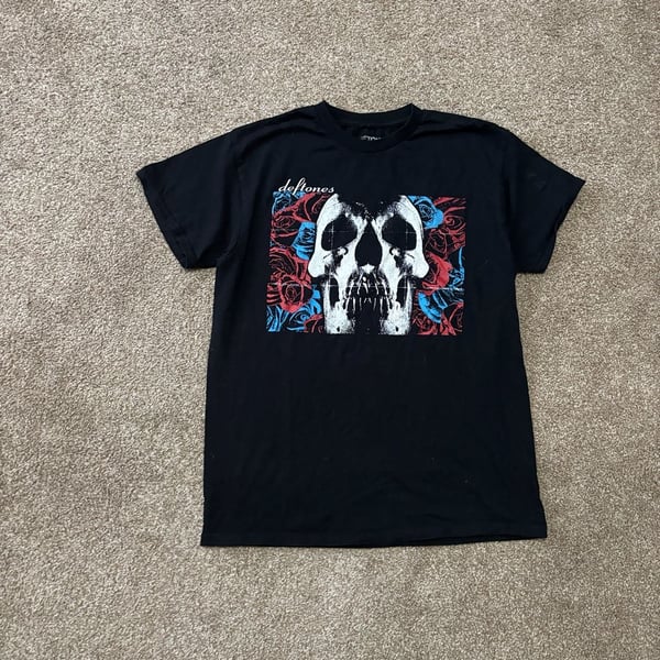 Modern Y2K Deftones Skull Roses Band T-Shirt Size MD Black Alternative Metal Rock Tee