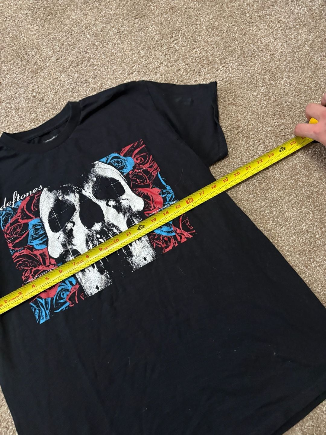 Modern Y2K Deftones Skull Roses Band T-Shirt Size MD Black Alternative Metal Rock Tee 4
