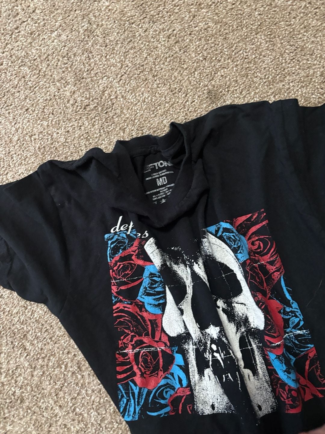 Modern Y2K Deftones Skull Roses Band T-Shirt Size MD Black Alternative Metal Rock Tee 5