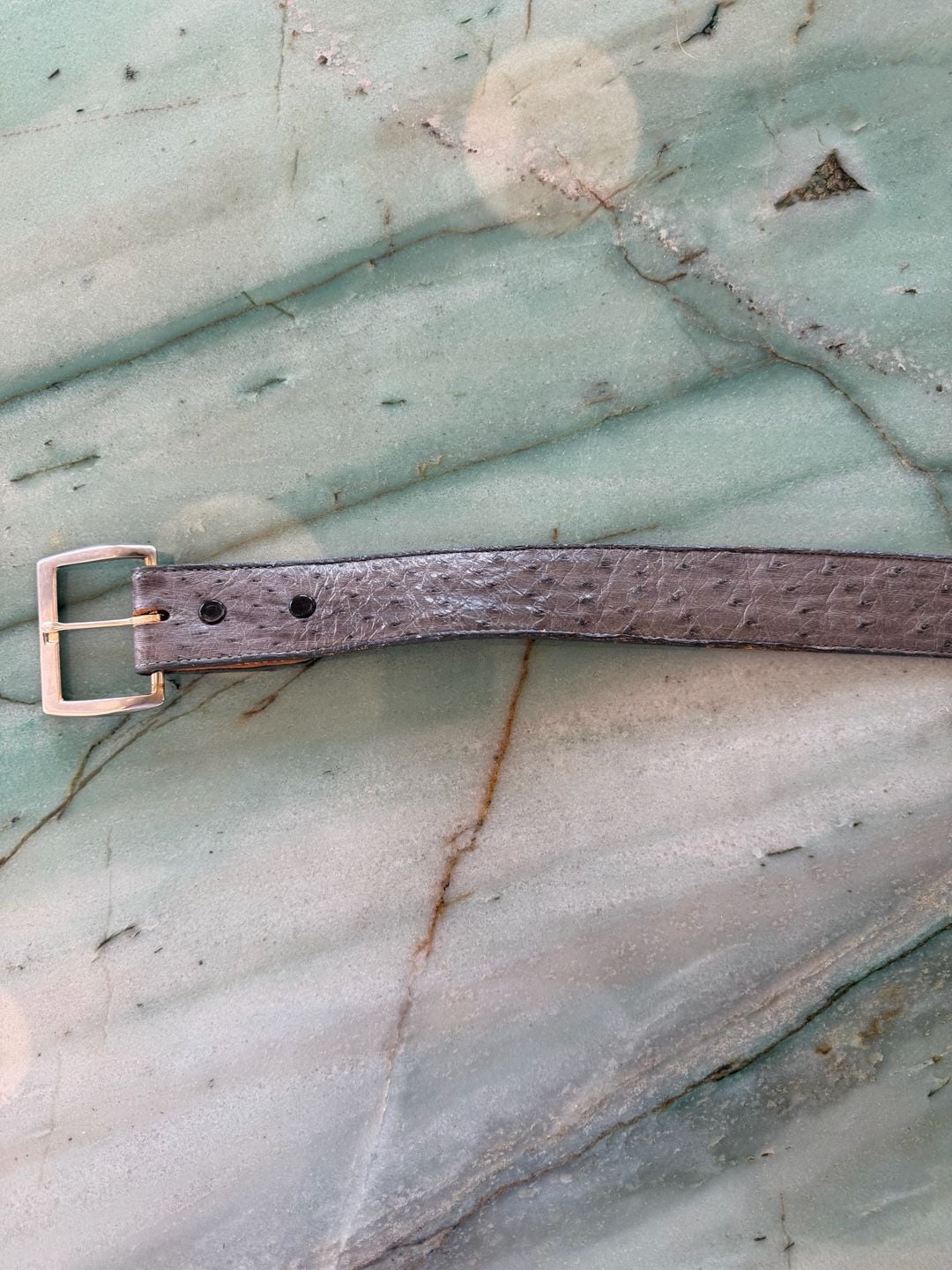 Tony Lama Genuine Ostrich Leather Belt Size 38 Grey 1