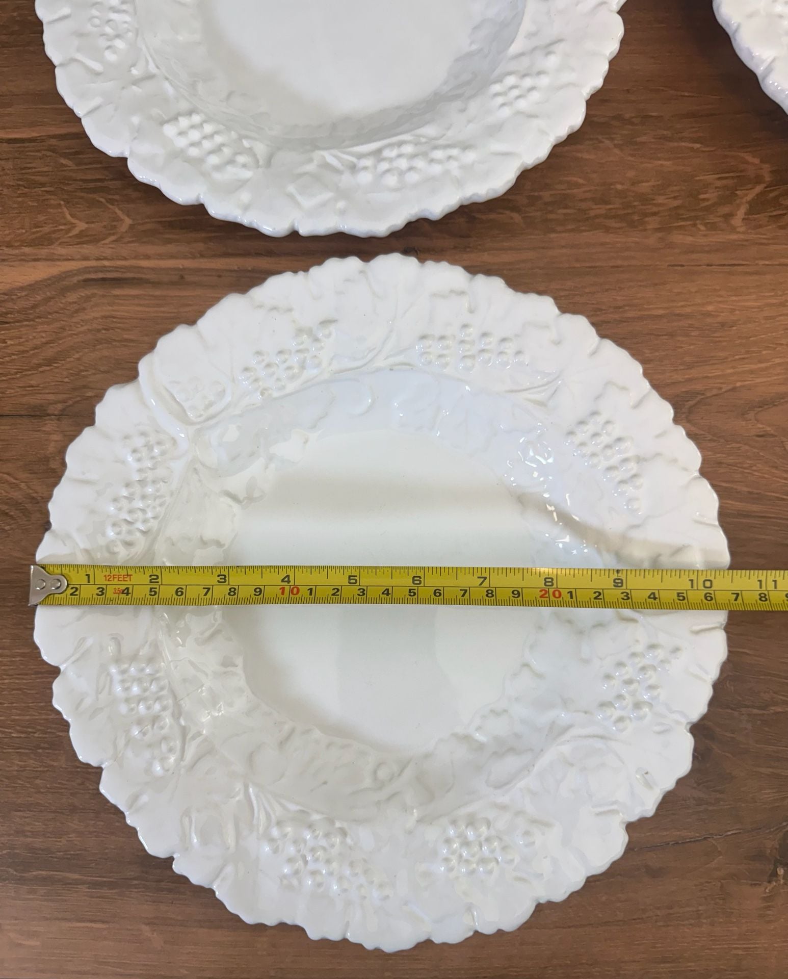 Vintage Italian Embossed White Grape Leaf Dinnerware Set 7