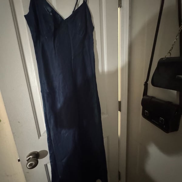 Wild Fable Satin Slip Dress Size M Blue Midi