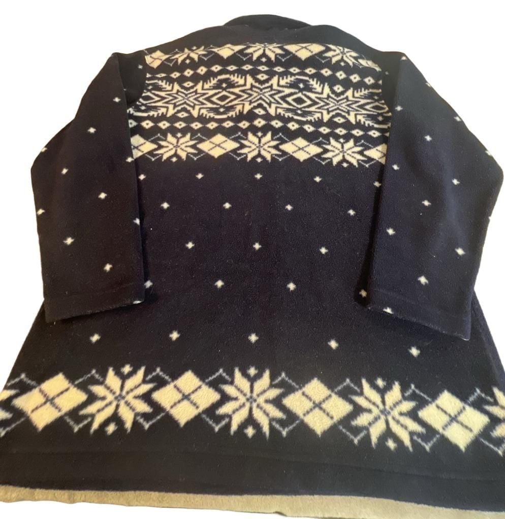 Lauren Ralph Lauren 1/4 Zip Fleece Pullover Size M Navy Fair Isle Snowflake 11