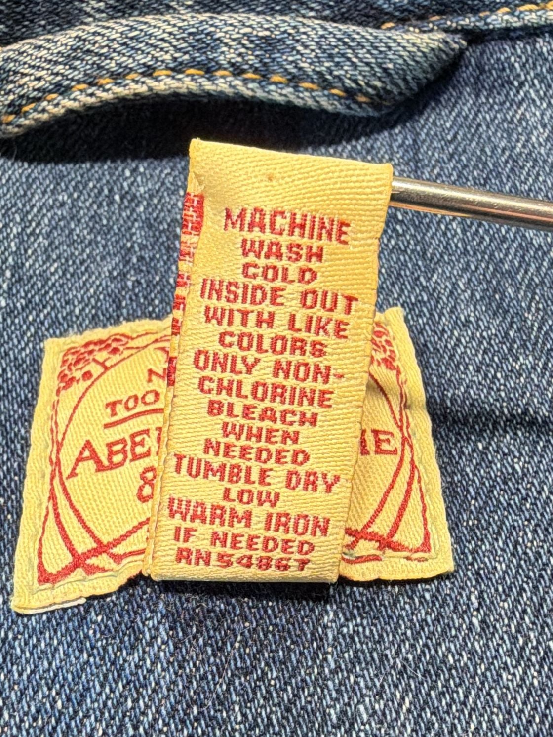 Abercrombie & Fitch Blue Denim Jean Jacket Size L Vintage Distressed Trucker 4