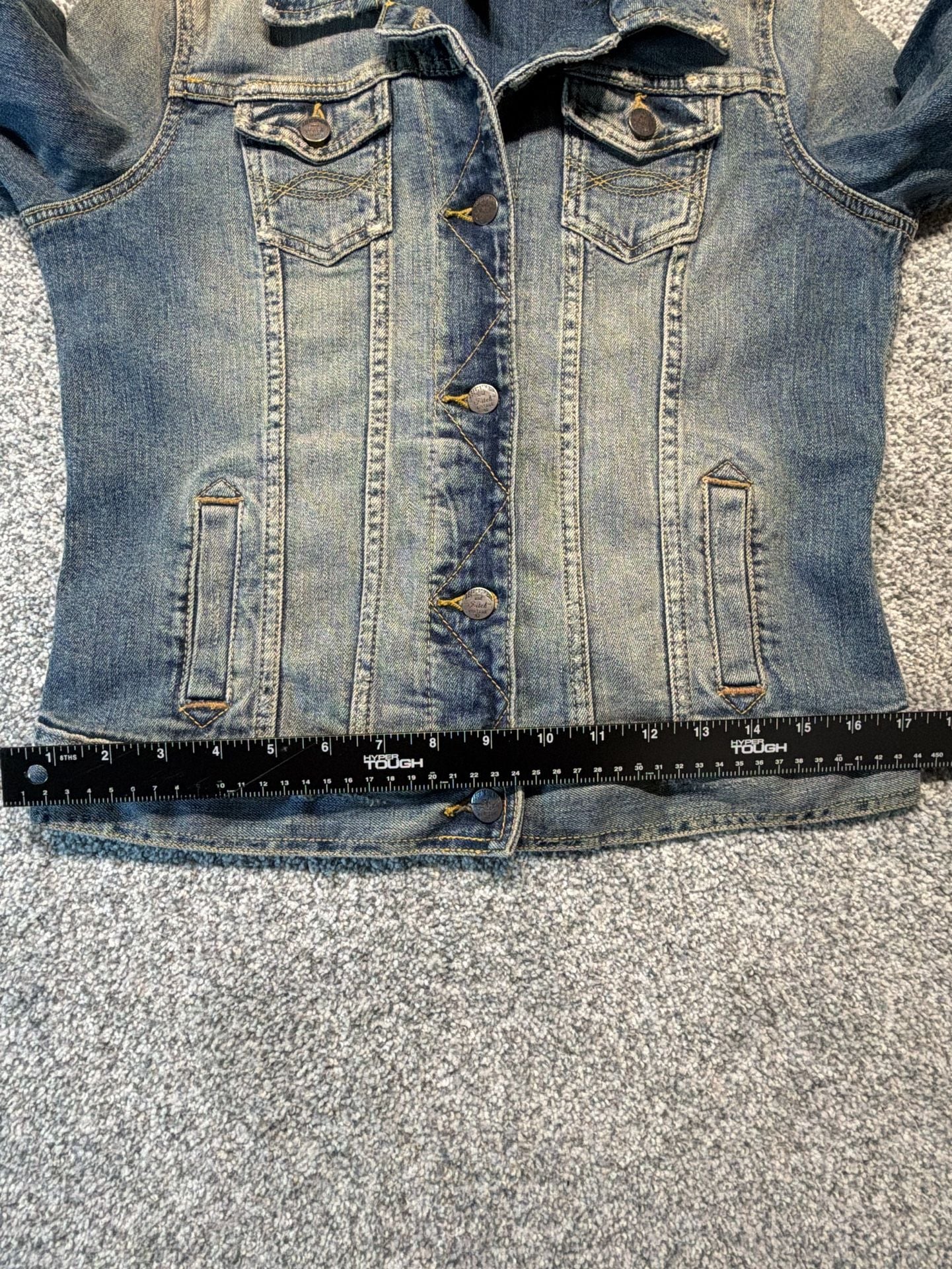 Abercrombie & Fitch Blue Denim Jean Jacket Size L Vintage Distressed Trucker 6