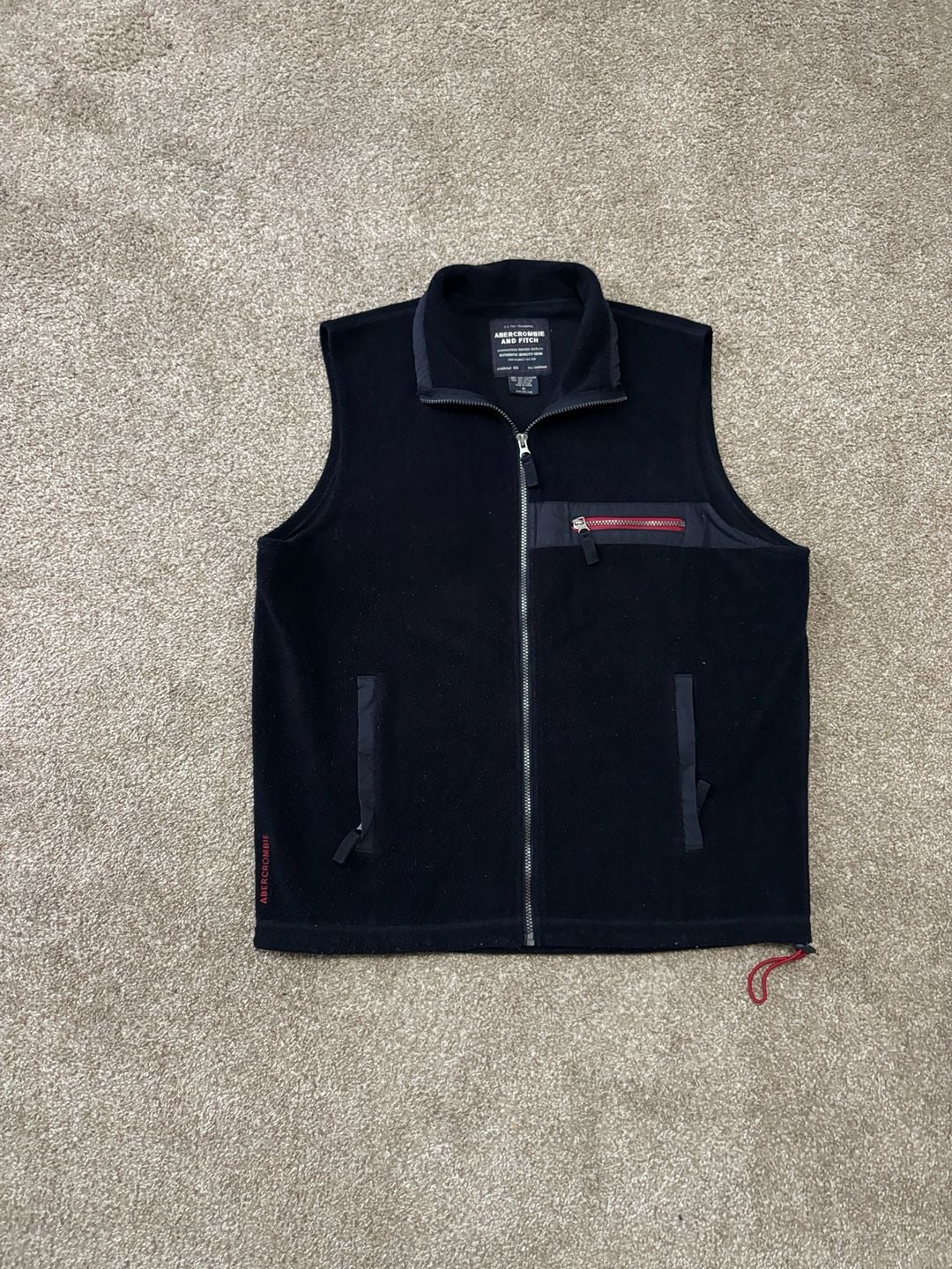 1990s Early 2000s Abercrombie & Fitch Fleece Full Zip Vest Size XL Black 2