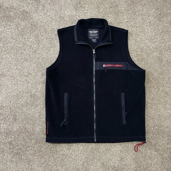 1990s Early 2000s Abercrombie & Fitch Fleece Full Zip Vest Size XL Black