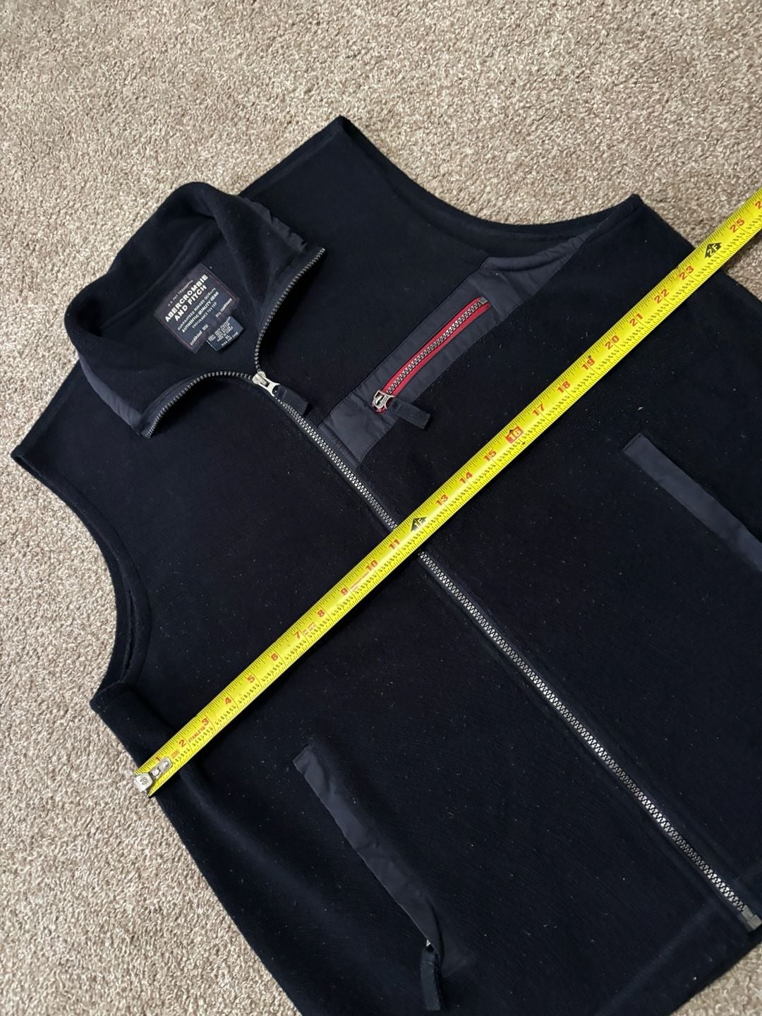 1990s Early 2000s Abercrombie & Fitch Fleece Full Zip Vest Size XL Black 4