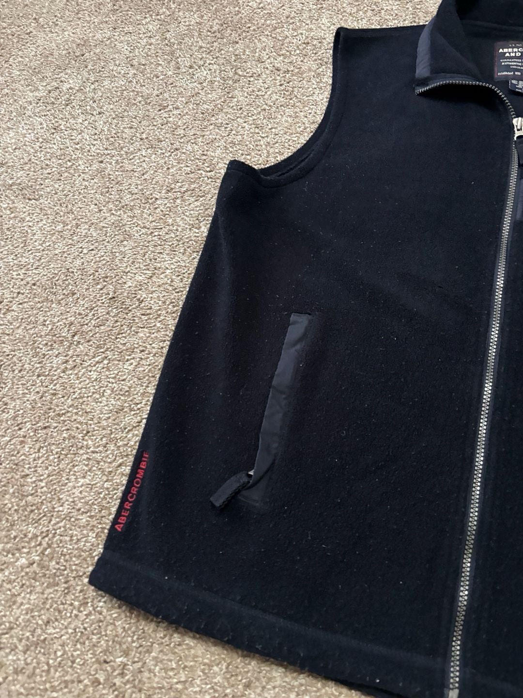 1990s Early 2000s Abercrombie & Fitch Fleece Full Zip Vest Size XL Black 5