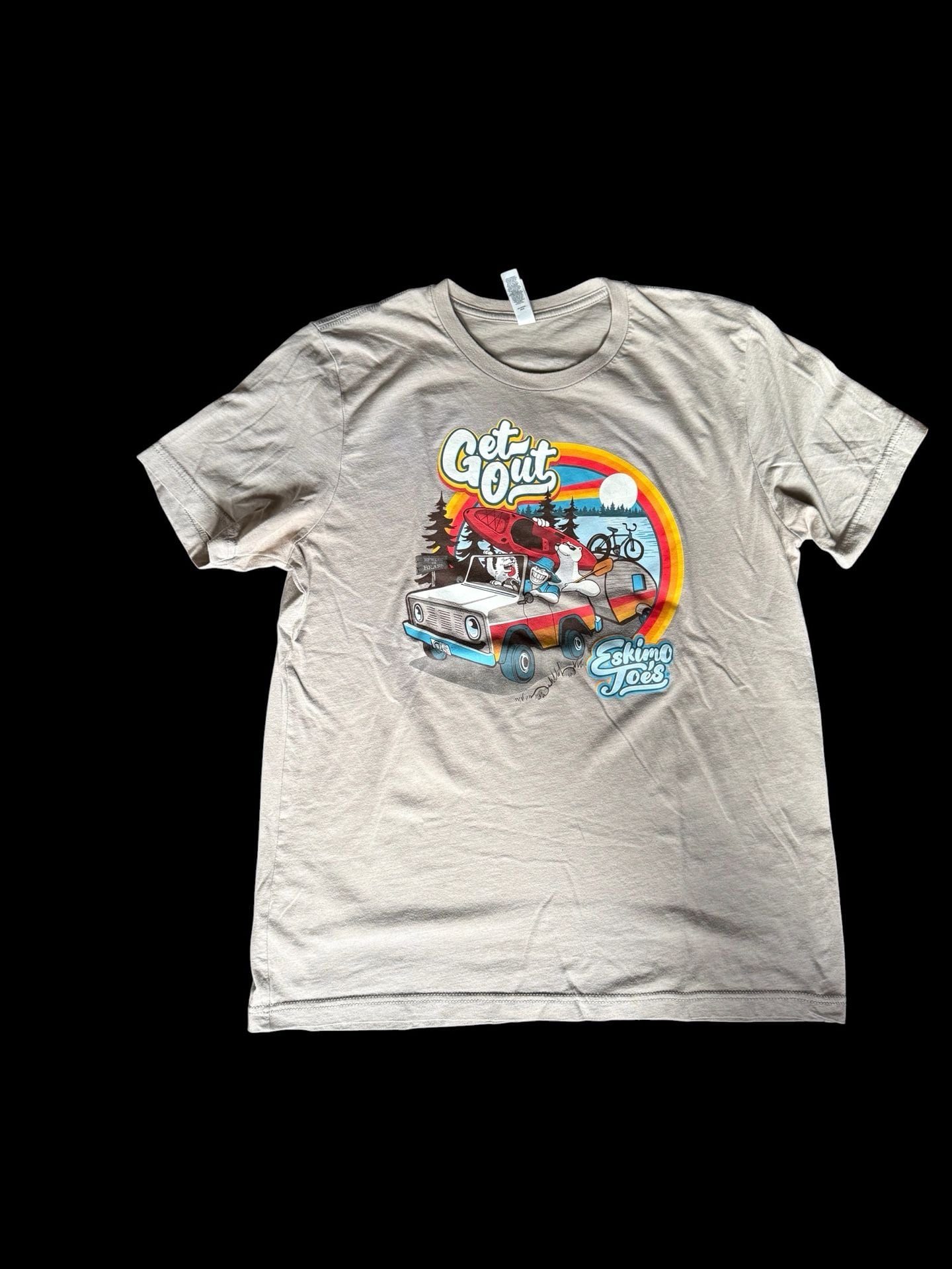 Eskimo Joe's Get Out Retro Camper T-Shirt Tan 2