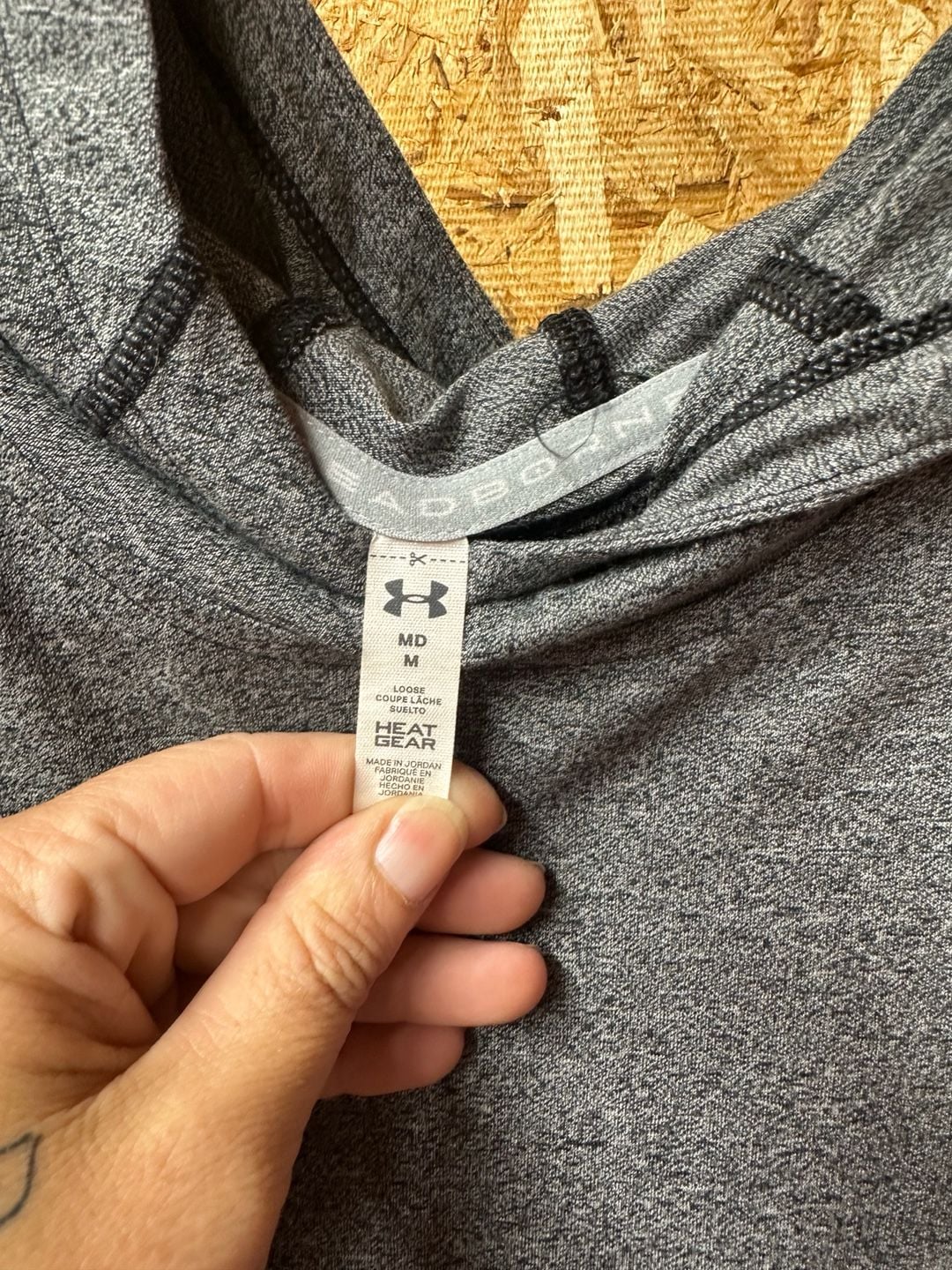 Under Armour HeatGear Hooded Shirt Size MD Gray Athletic 3