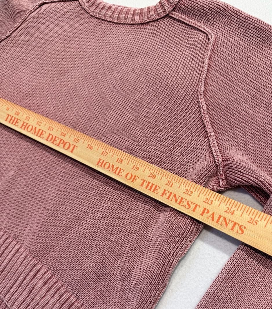 Free People Women’s XS Dusty Rose Pink Knit Pullover Sweater Raglan Crewneck 4