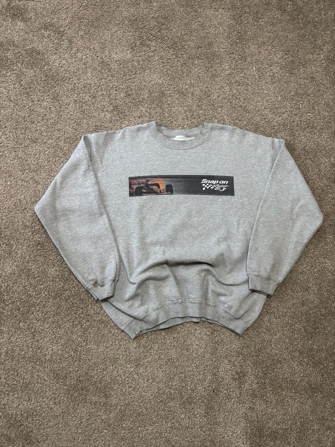 1990s Early 2000s Snap-On Racing Sweatshirt Crewneck Gray Vintage Formula 1 2