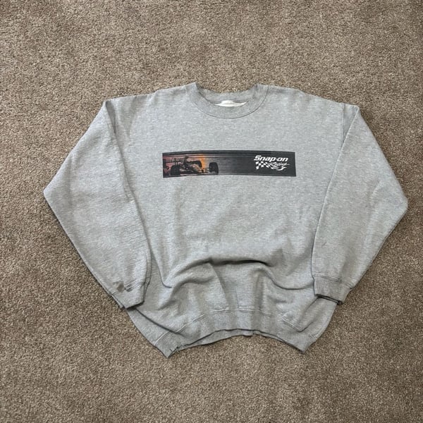 1990s Early 2000s Snap-On Racing Sweatshirt  Crewneck Gray Vintage Formula 1