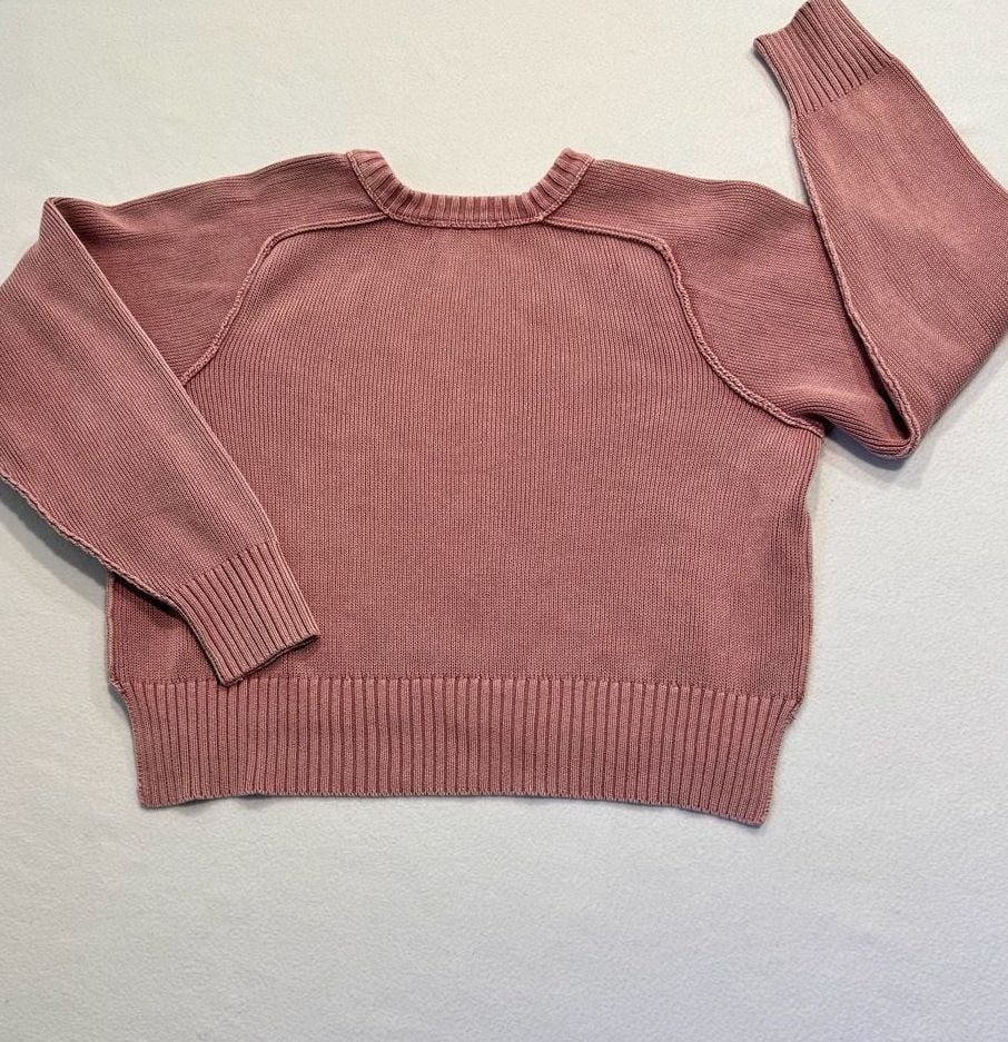 Free People Women’s XS Dusty Rose Pink Knit Pullover Sweater Raglan Crewneck 7