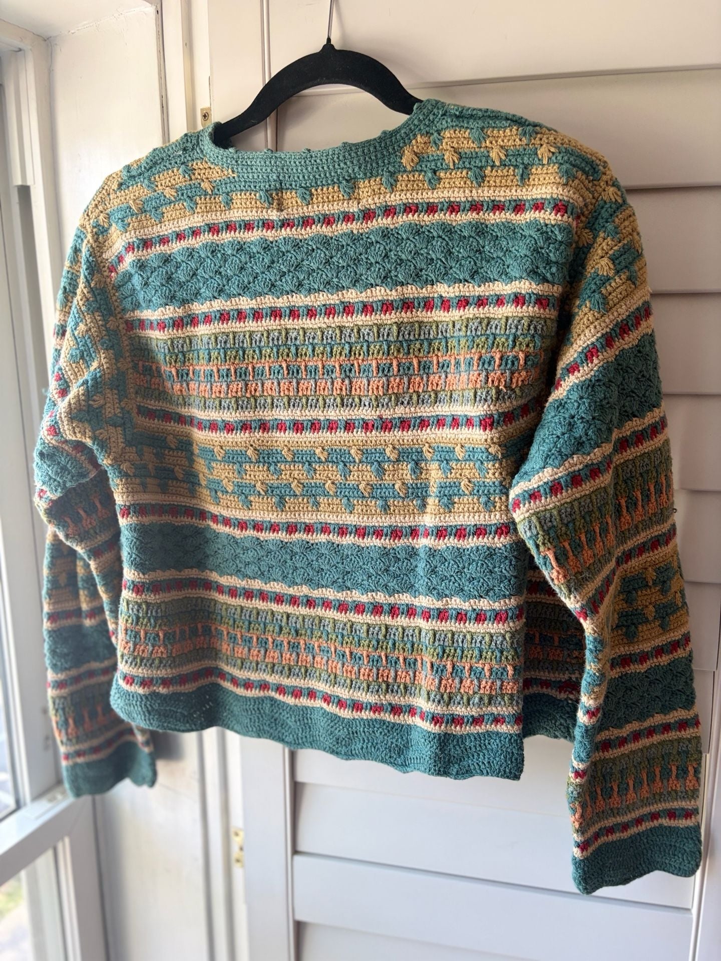 90s Hand Crocheted Knit Cardigan Ramie Cotton Grandma Cottagecore 7