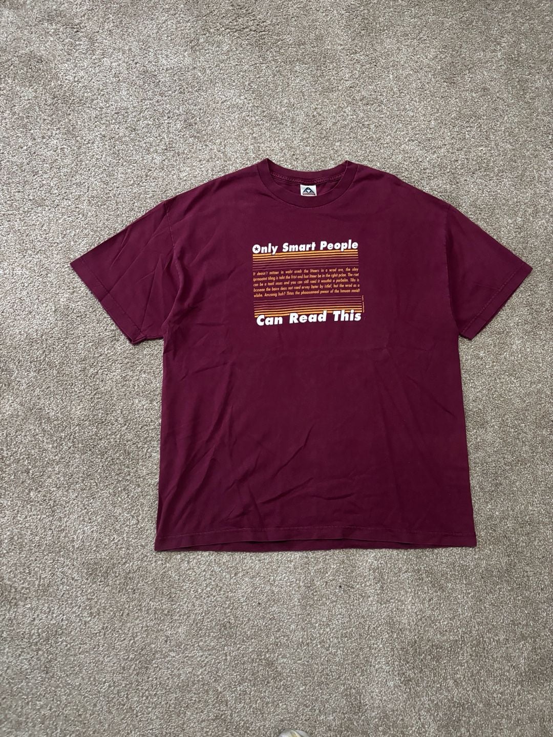 Early 2000s Comedic Vintage Only Smart People Can Read This T-Shirt Size XL Maroon Graphic Tee 2