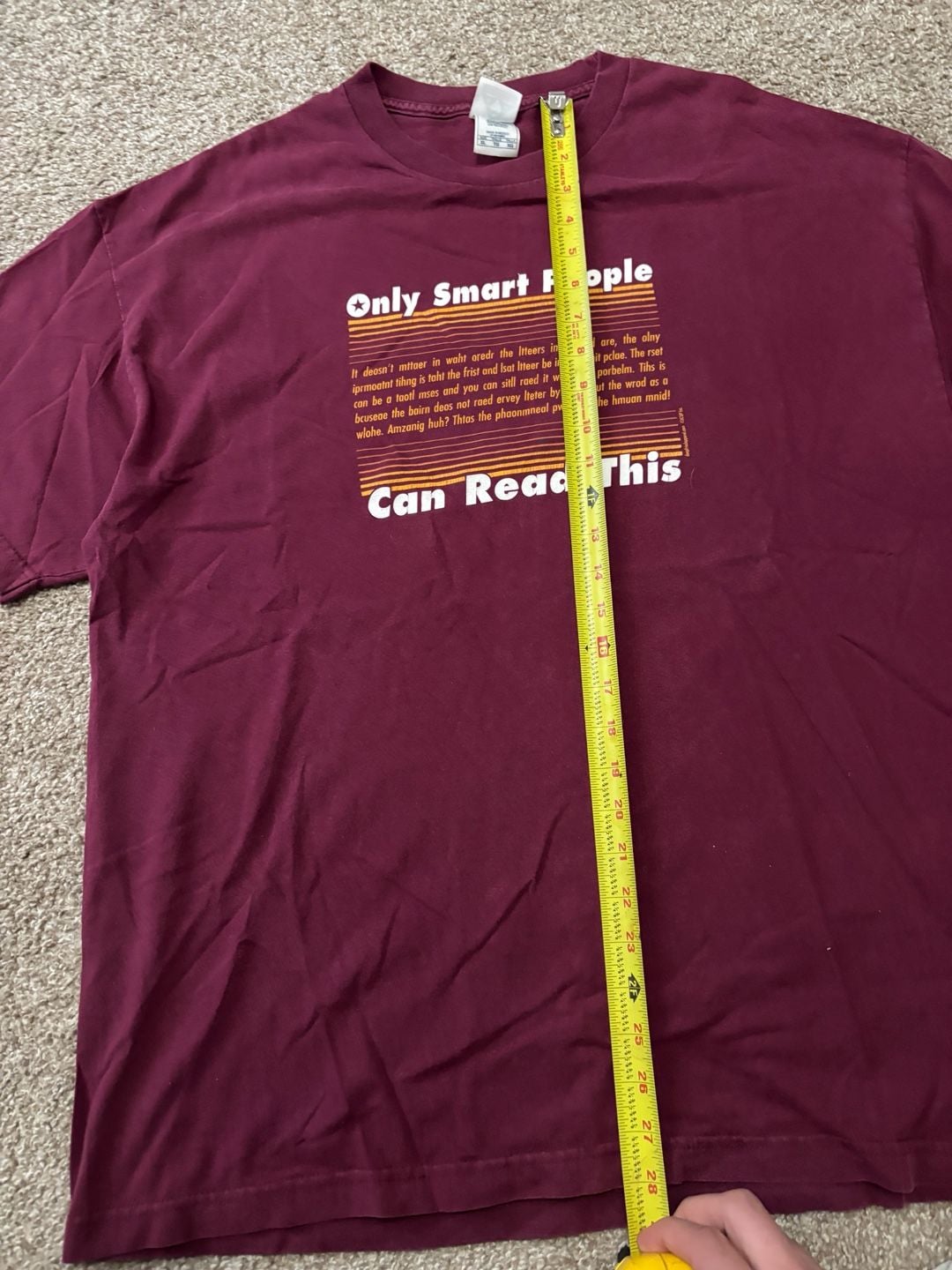 Early 2000s Comedic Vintage Only Smart People Can Read This T-Shirt Size XL Maroon Graphic Tee 3