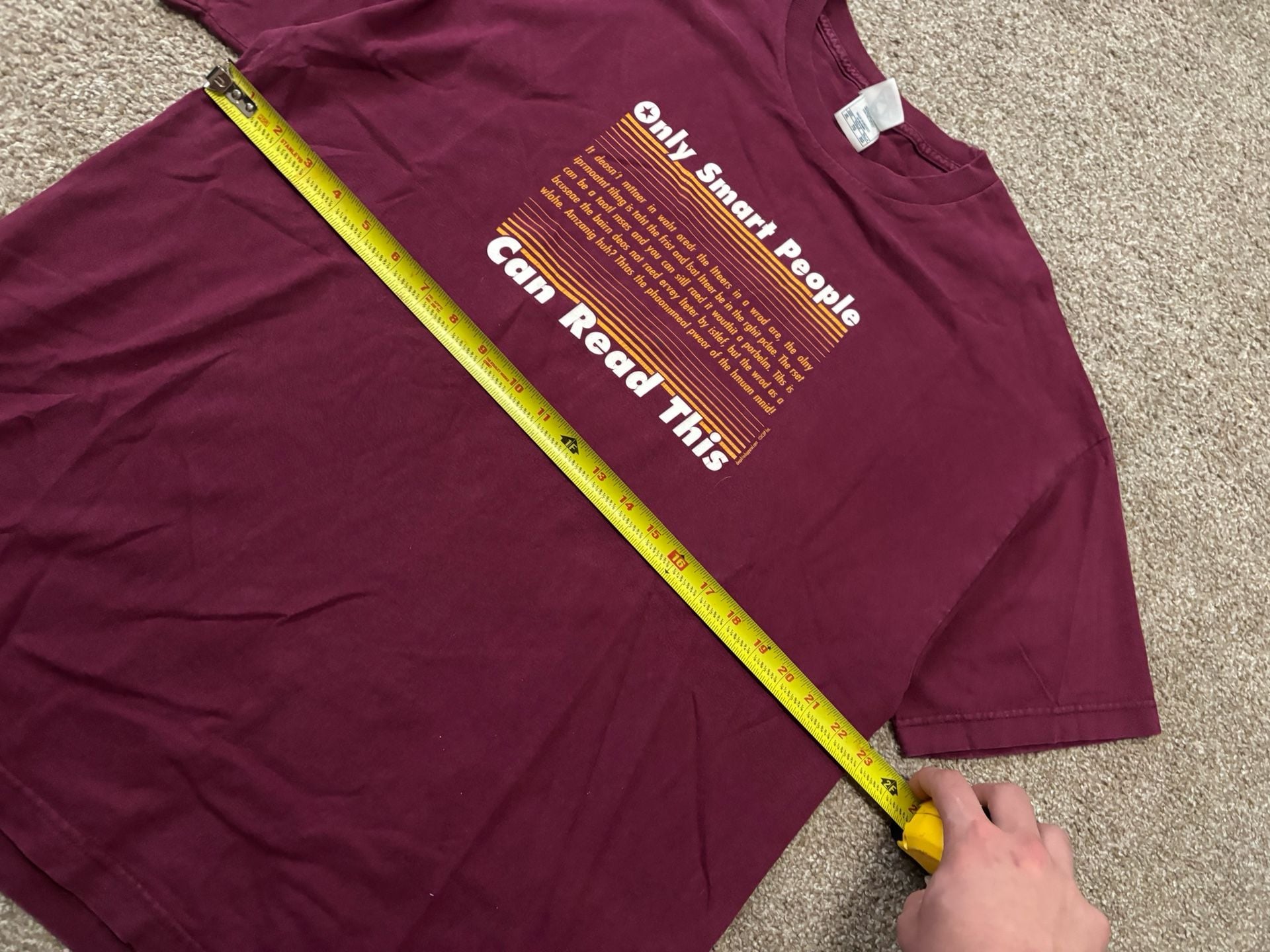 Early 2000s Comedic Vintage Only Smart People Can Read This T-Shirt Size XL Maroon Graphic Tee 4