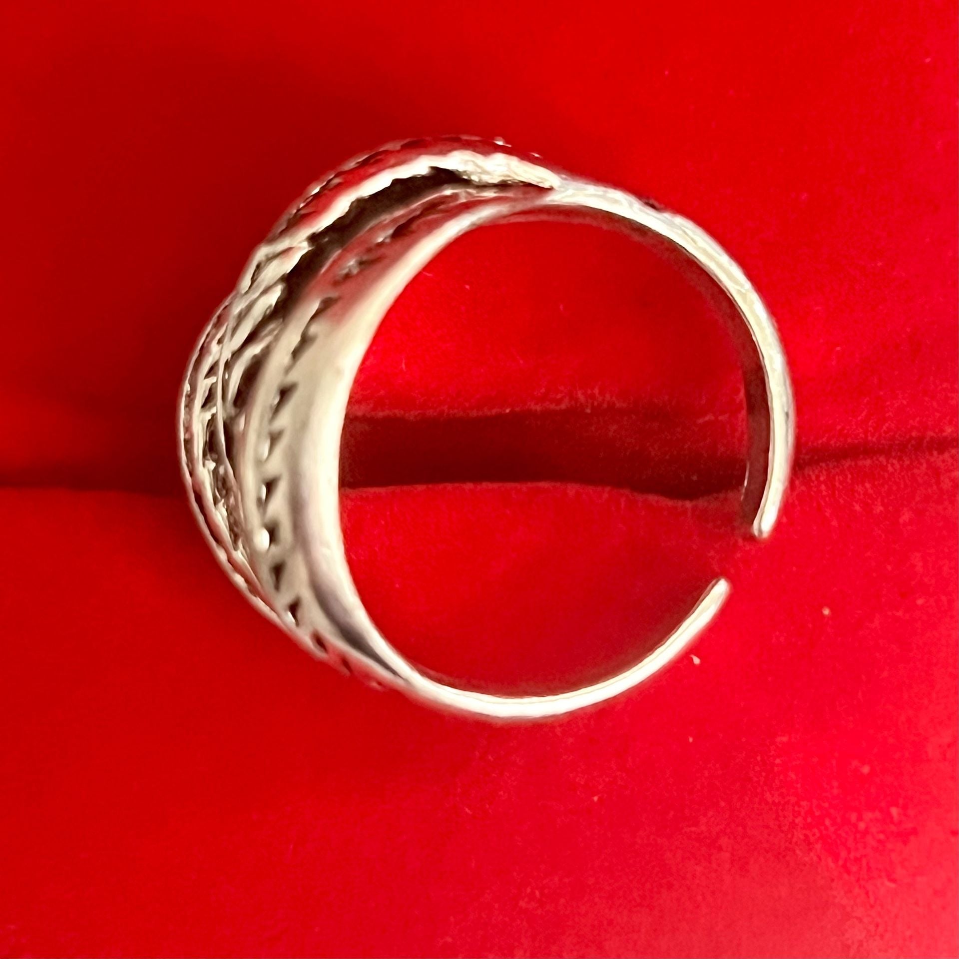 Vintage Feather Wrap Silver Titanium Steel Open Statement Ring Size 8 5