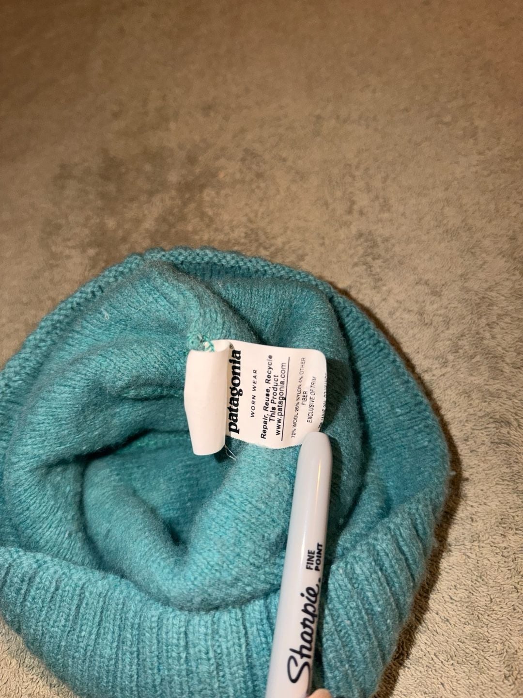 Patagonia Ribbed Beanie Turquoise Blue Wool Blend 5