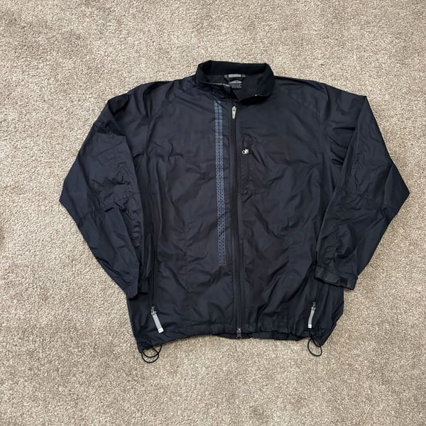 Early 2000s Digital Design Nike Windbreaker Jacket Size XL Black Full Zip Athletic