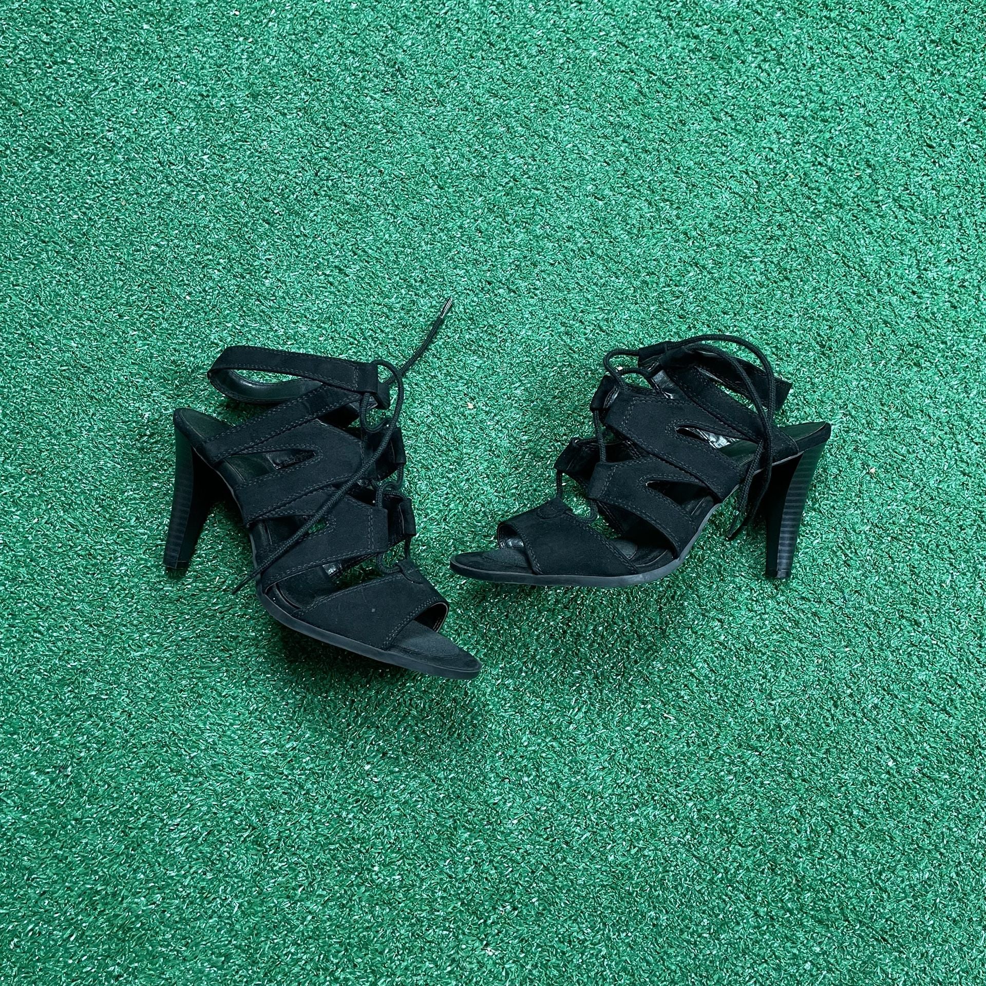 Simply Vera Vera Wang Lace Up Heels Size 8.5 Black Open Toe 3