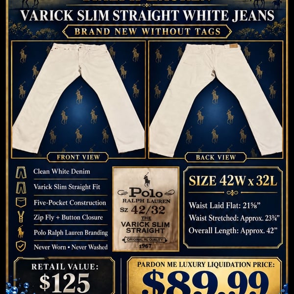 Polo Ralph Lauren Varick Slim Straight White Jeans
