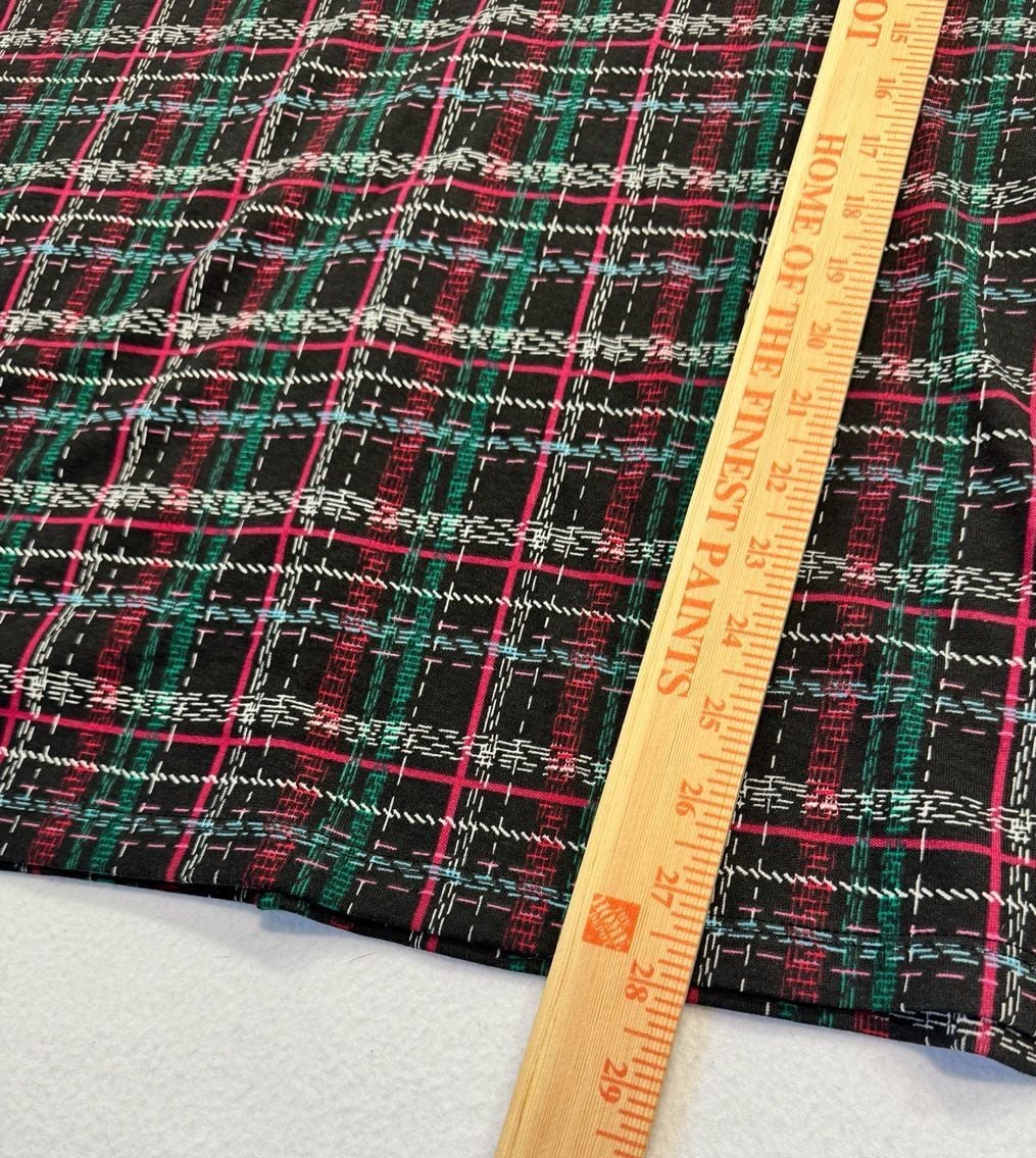 Karen Scott 3X Plaid Henley Top 3/4 Sleeve Cotton Blend NWT Black Multicolor 6