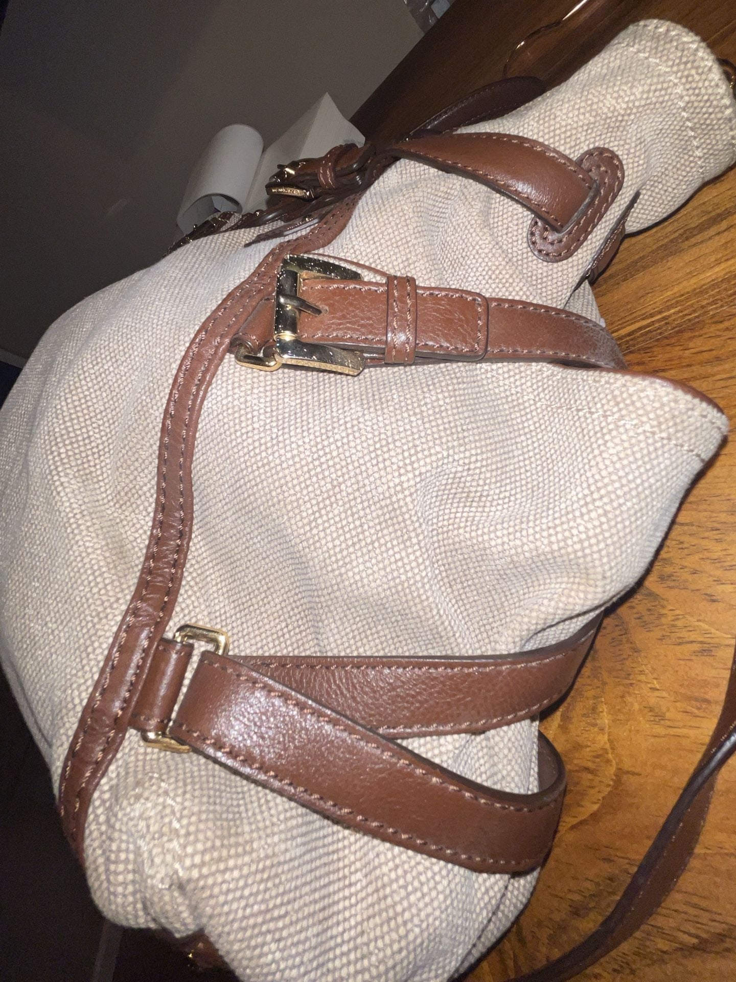 Michael Kors Gansevoort Canvas Shoulder Bag Brown Leather 12