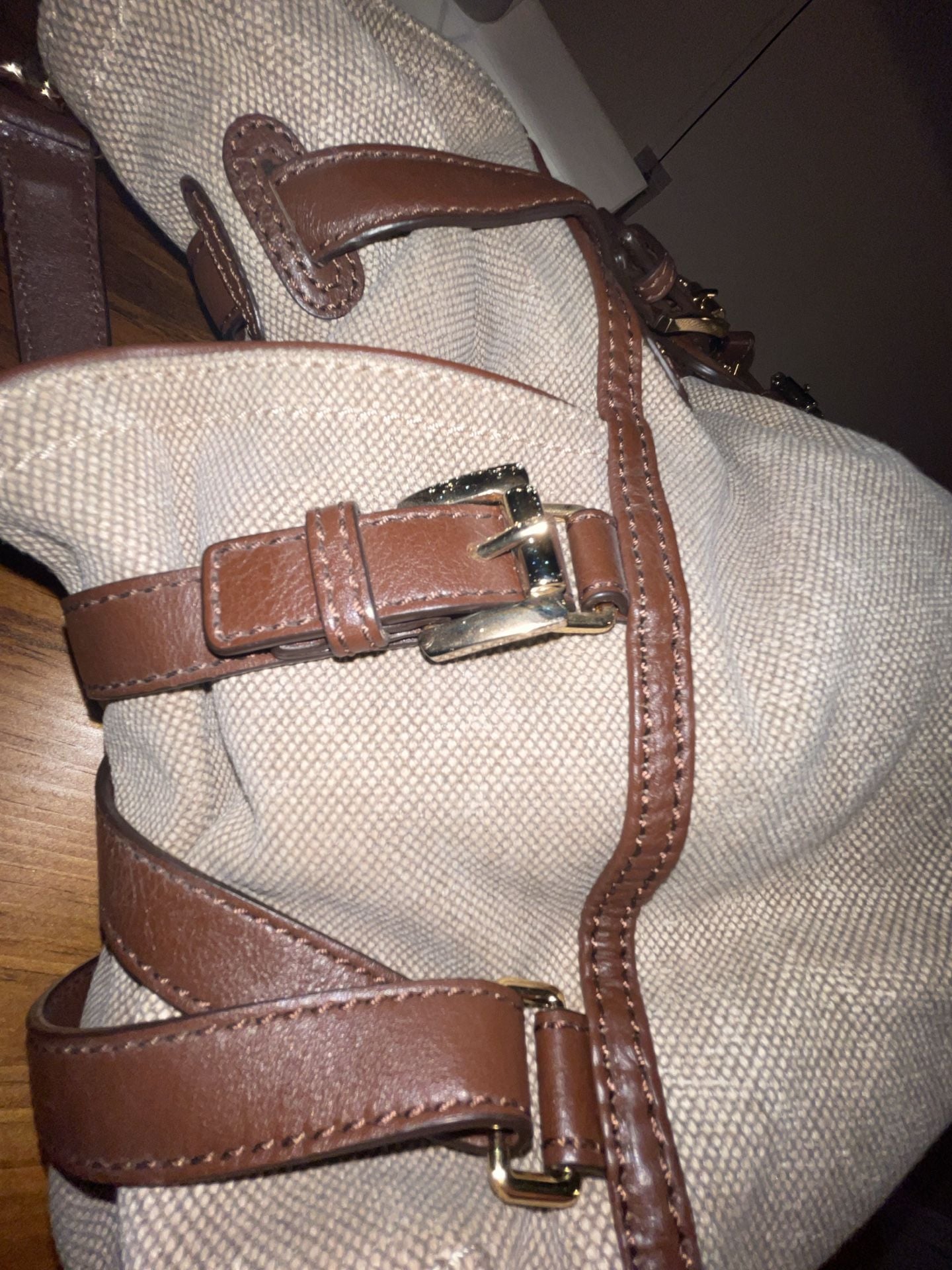 Michael Kors Gansevoort Canvas Shoulder Bag Brown Leather 11