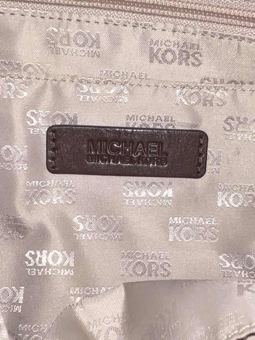 Michael Kors Gansevoort Canvas Shoulder Bag Brown Leather 9