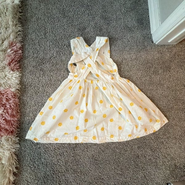 Mayoral Girls Floral Jacquard Dress White Yellow
