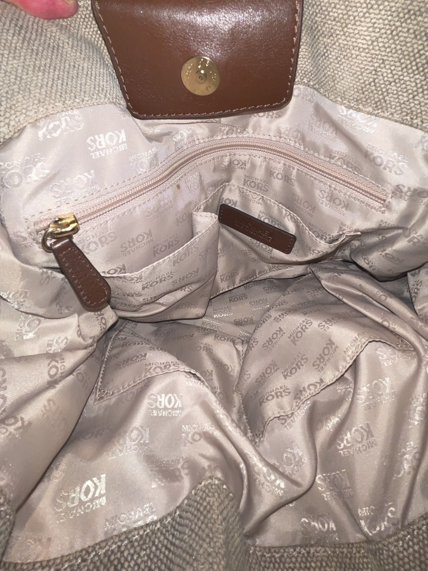 Michael Kors Gansevoort Canvas Shoulder Bag Brown Leather 7