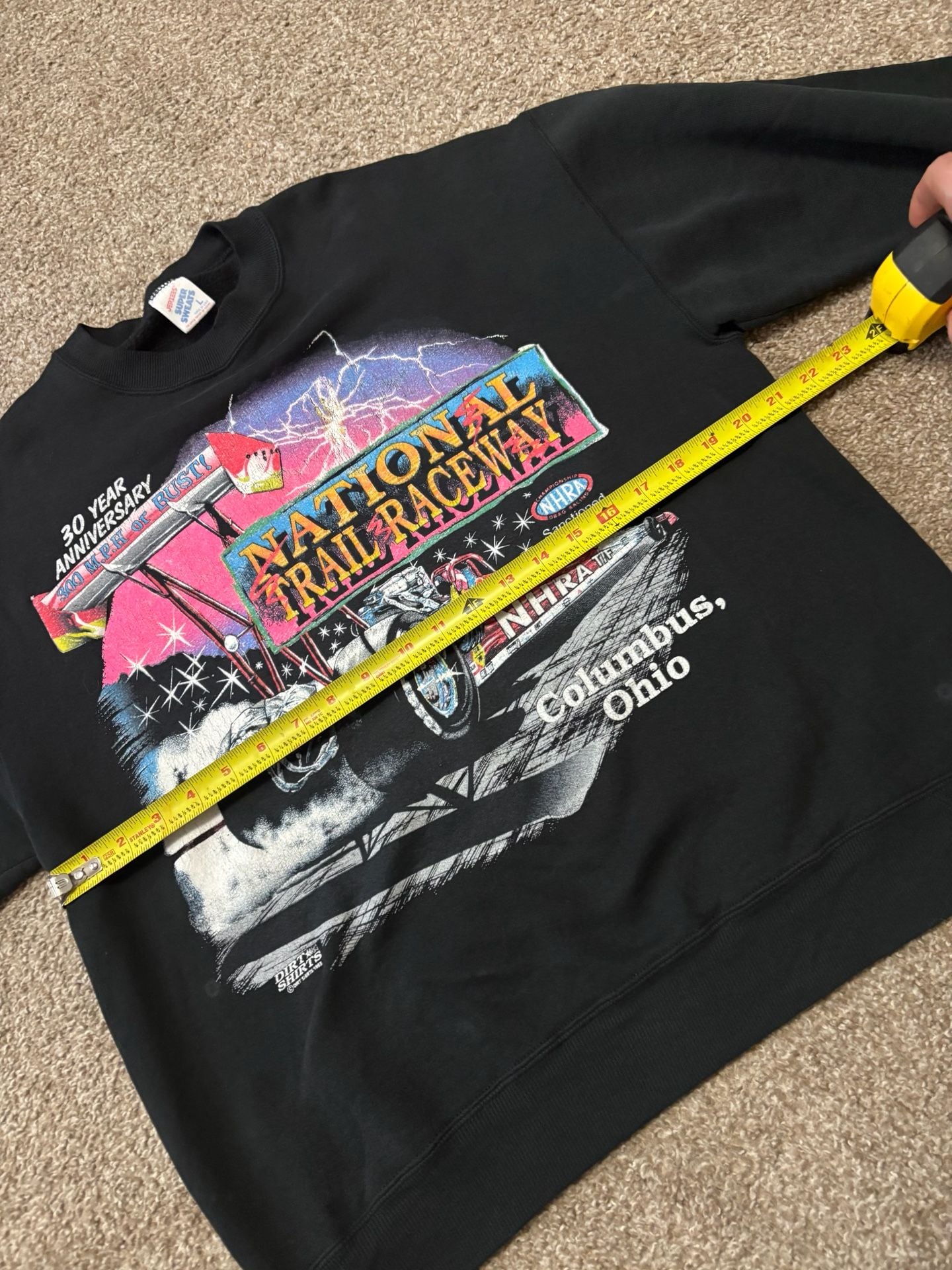 1993 Jerzees National Trail Raceway Sweatshirt Size L Vintage Drag Racing Black 4