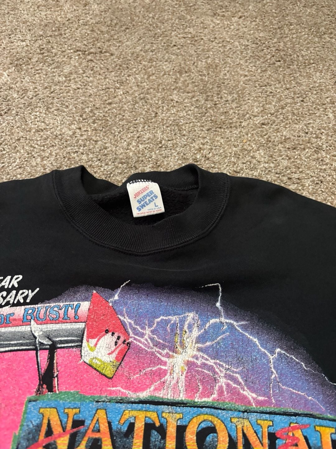 1993 Jerzees National Trail Raceway Sweatshirt Size L Vintage Drag Racing Black 5