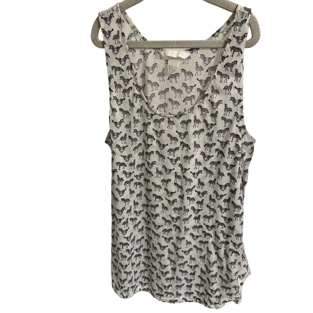 H&M Zebra Tank Top Size S White Black Animal Print 7