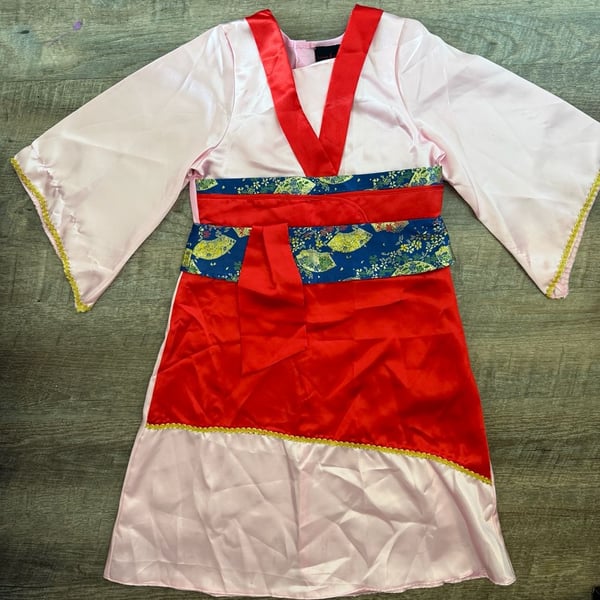 YOUTH Living Fiction Mulan Costume Dress Kimono Pink Blue Red