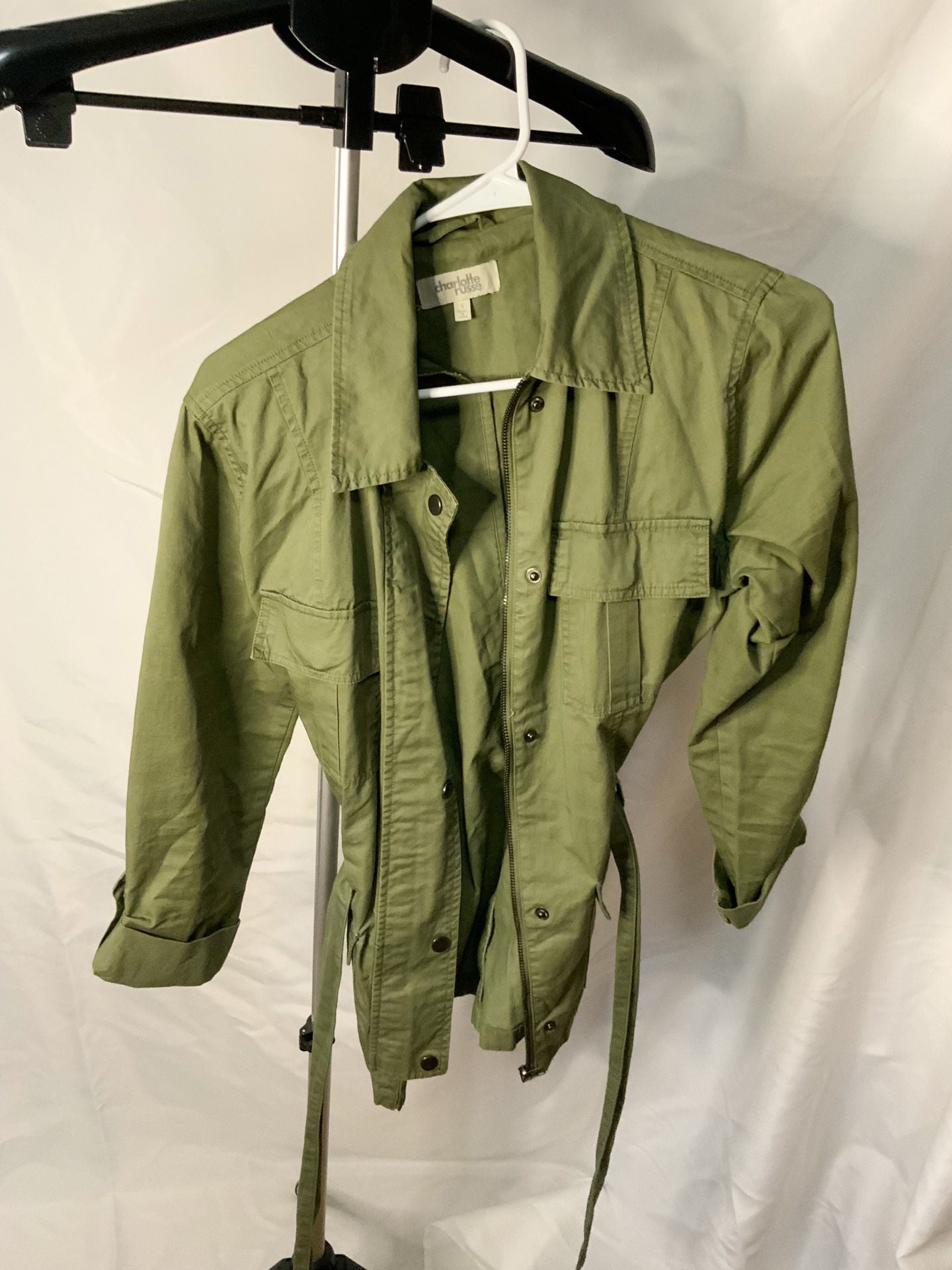 Charlotte Russe Utility Jacket Women’s Size S Green Cotton 2