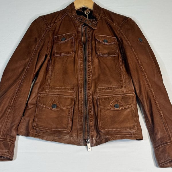 Brown Leather Moto Jacket. Brand new with tags. 
