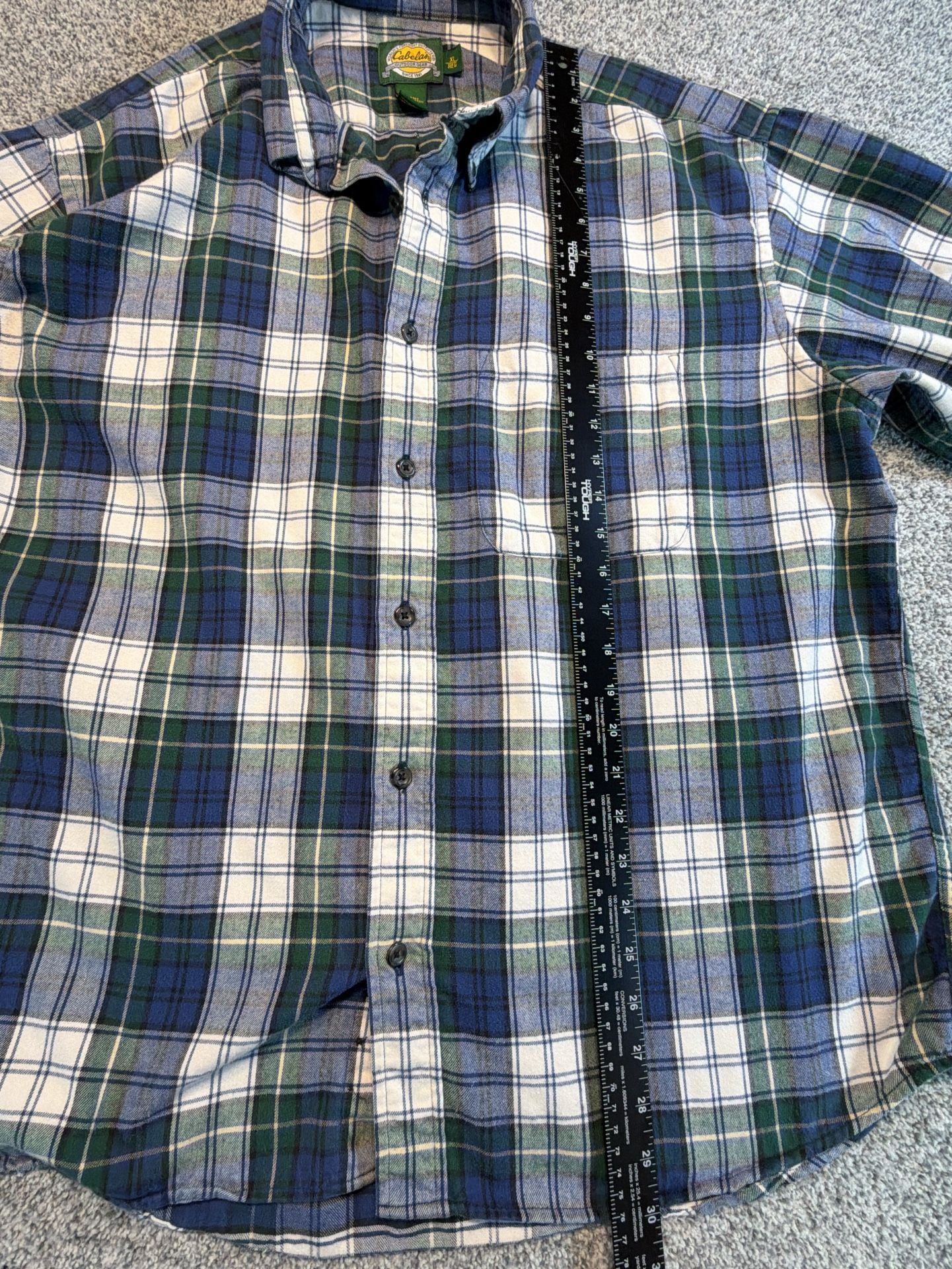 Cabela's Plaid Flannel Men’s Size XL Reg 100% Cotton Long Sleeve Shirt 7